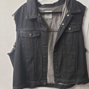 White Birch Black Denim Vest